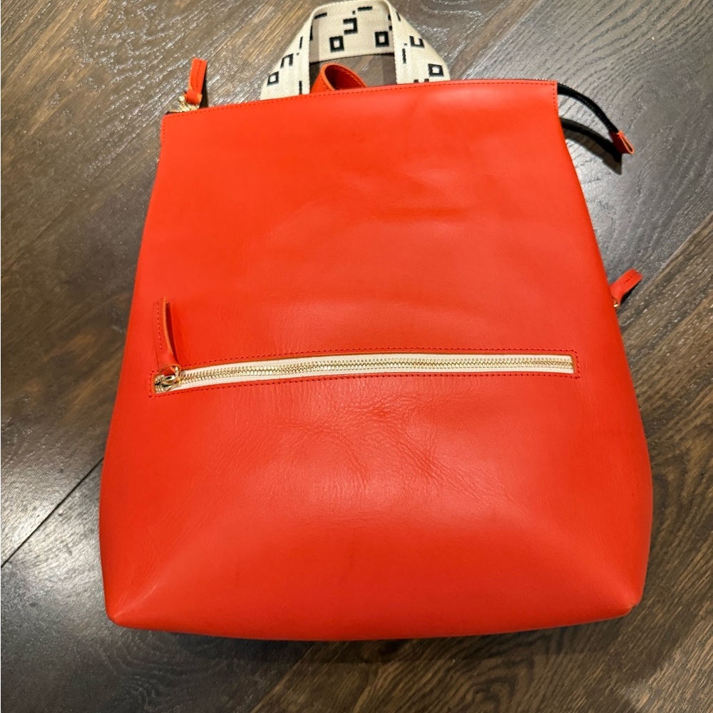 Clare V Bold Orange Leather Backpack - Picture 3 of 4